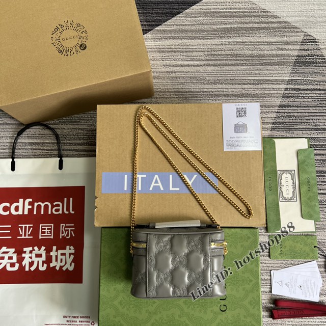 Gucci官網新款壓花G全皮女包 古馳GG Matelassé迷你手提包鏈條小挎包723770 gqy4623